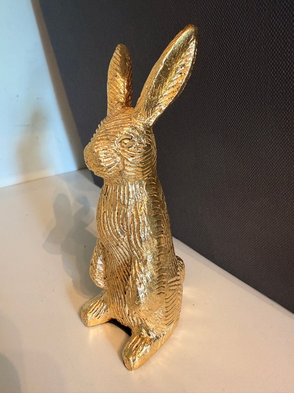 Gold Rabbit Figurine Home Accent 5”